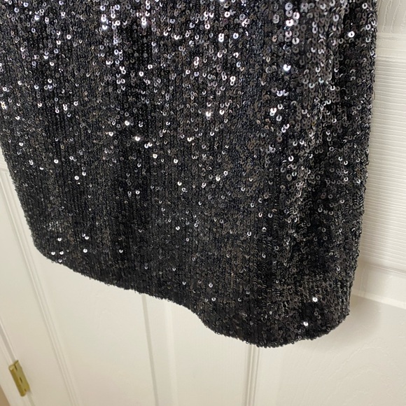 DKNY Black Sequin Mini Dress with Red Adjustable Straps - Picture 4 of 11